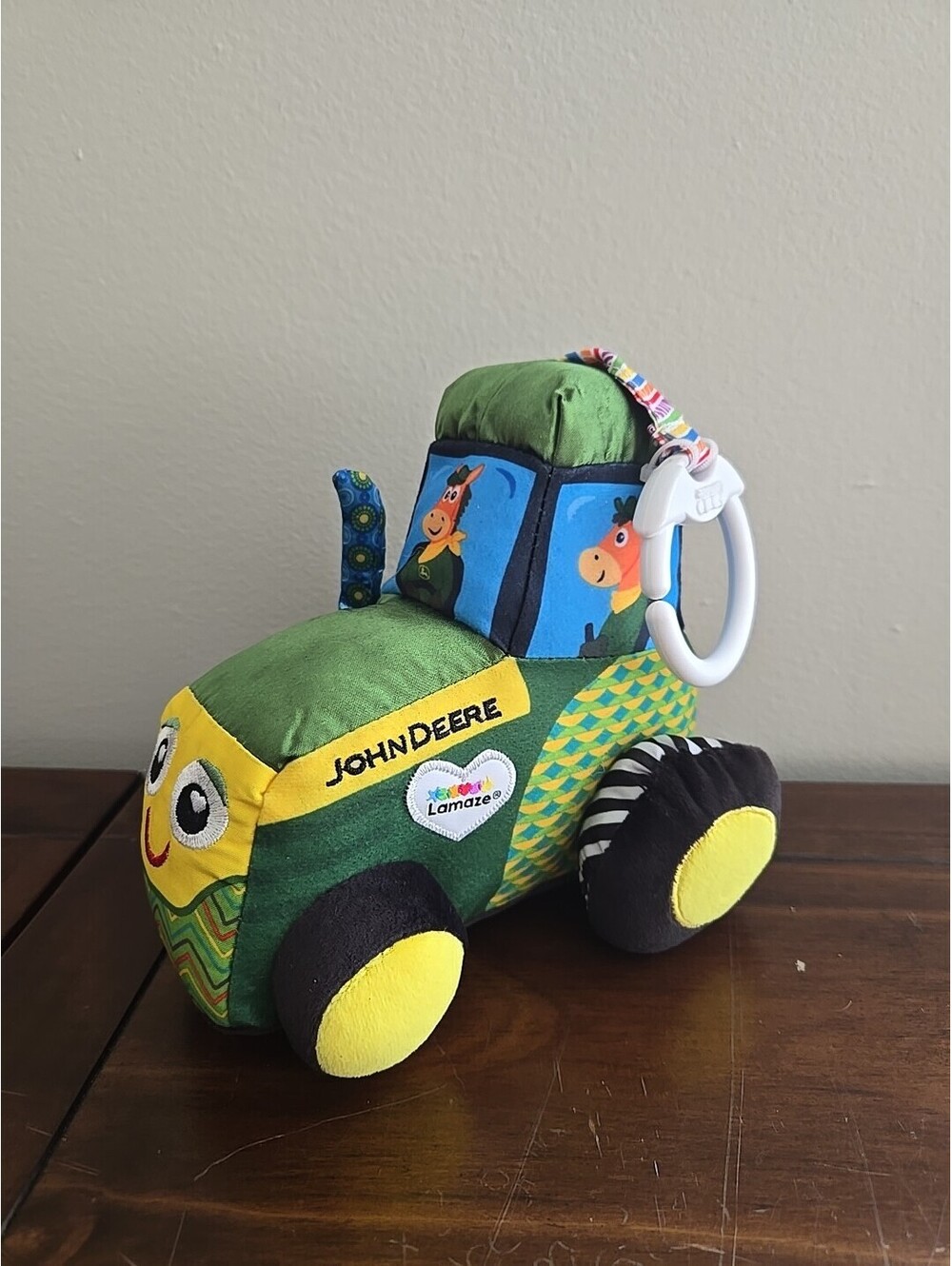 Tomy John Deere Tractor Crinkle Wheel Lovey Plush 6”